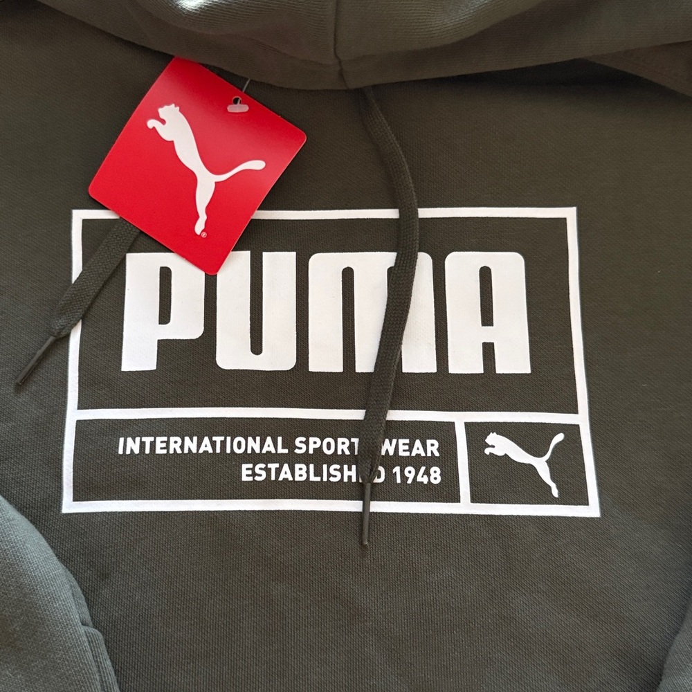 Puma Dark olive Green Hoodie with White Logo